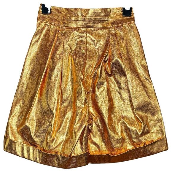 KIMBERLY GOLDSON Lizzie Pleated Metallic Shorts in Copper NWOT Size 6 - Picture 7 of 9
